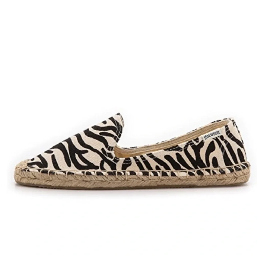 Soludos Canvas Zebra Stripe Smoking Slipper Espadrilles size 7